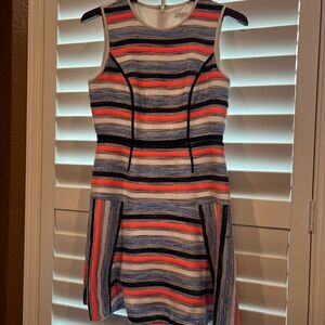 Neiman Marcus Striped Multicolor Midi Dress